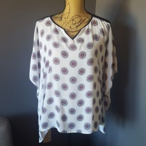 NWT White with red and black print top.
